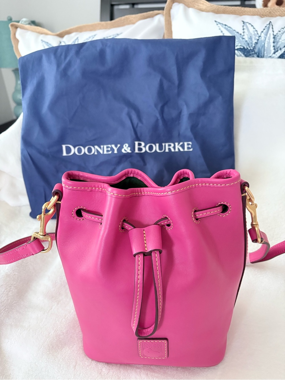 Dooney & Bourke Pink Florentine Drawstring Bucket Bag